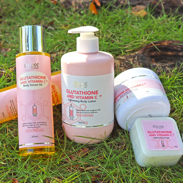 مجموعة العناية بالبشرة AILKE لتفتيح وتنعيم البشرة – بخلاصة الجلوتاثيون وفيتامين C